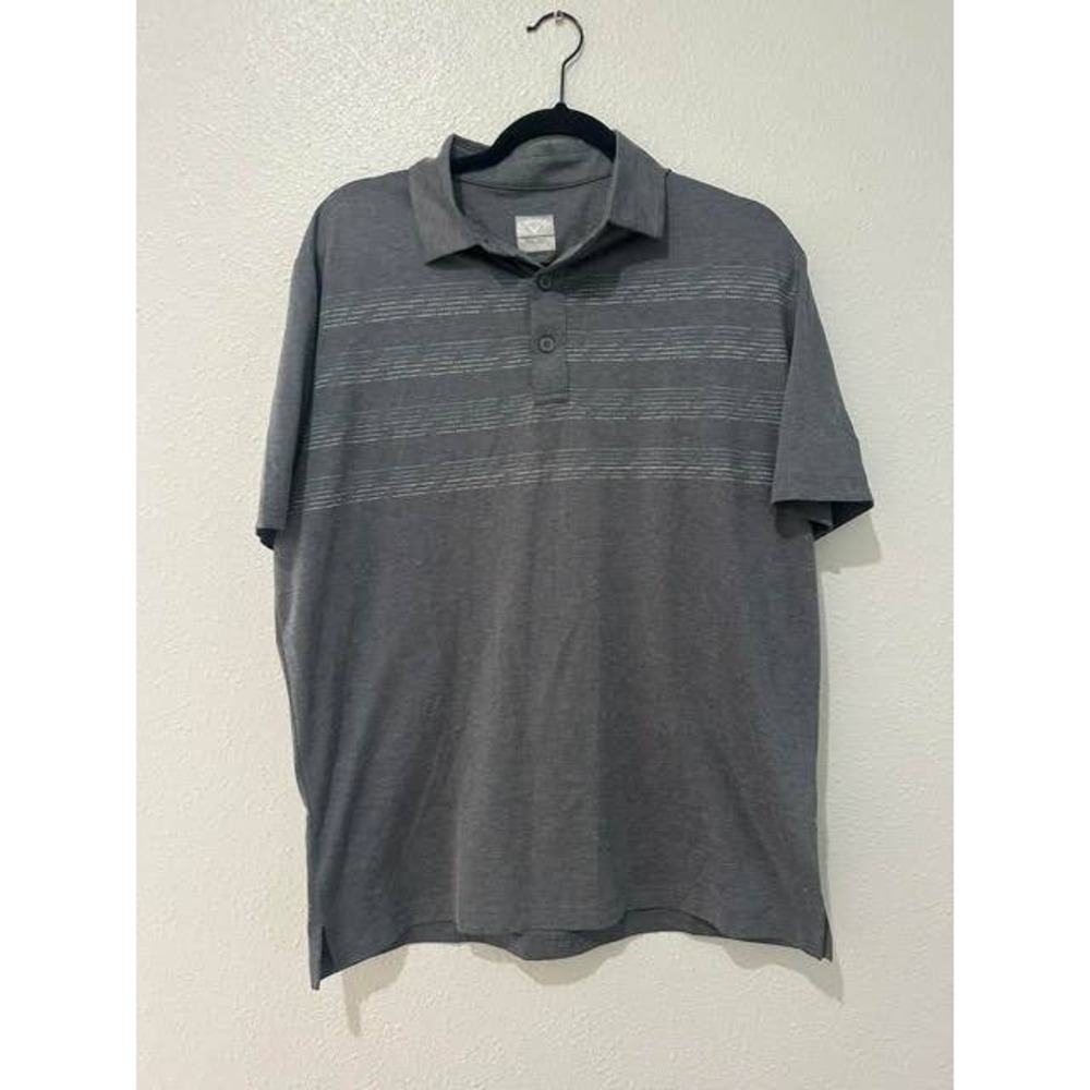 Callaway Mens Opti-Dri Golf Polo Shirt Gray Heather Striped Short Sleeve Medium